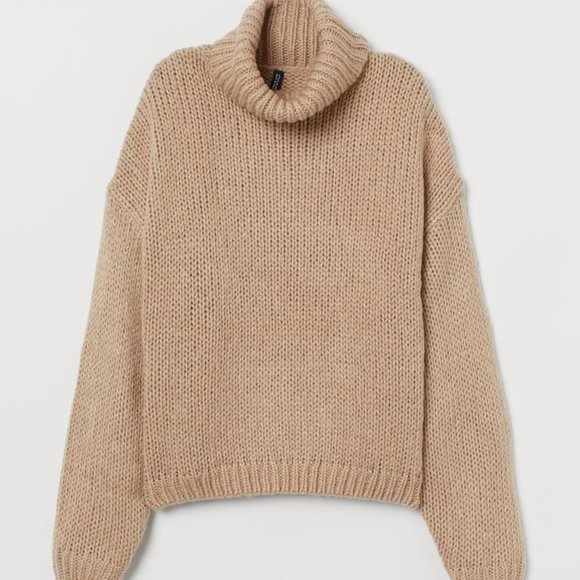 H&M Sweaters - H&M Divided beige wool chunky-knit turtleneck sweater size 10